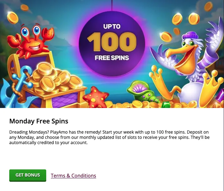 Playamo Monday Free Spins 332x221