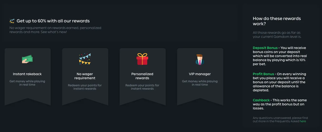 Gamdom Bonus System 332x221