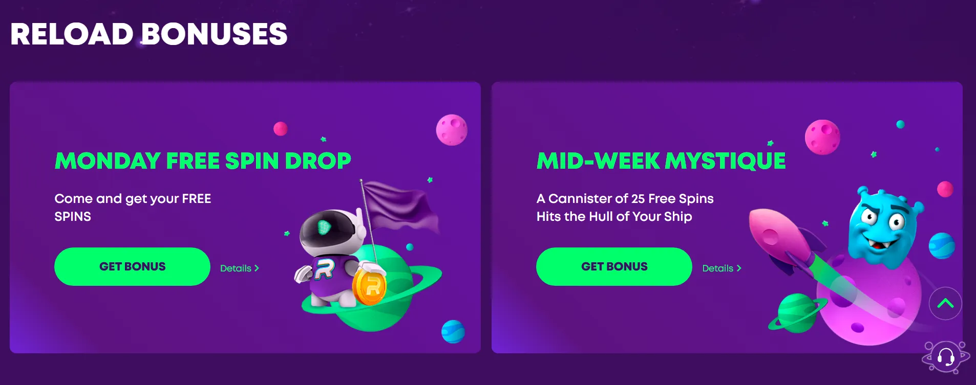 Casino Rocket Reload Bonus 332x221