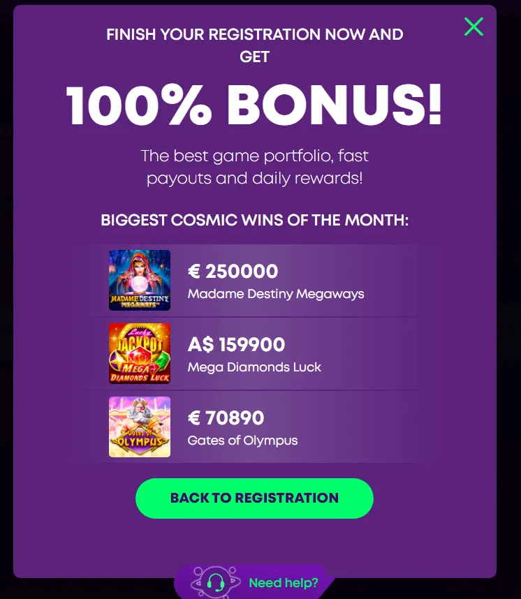 Casino Rocket Sign Up Bonus 332x221