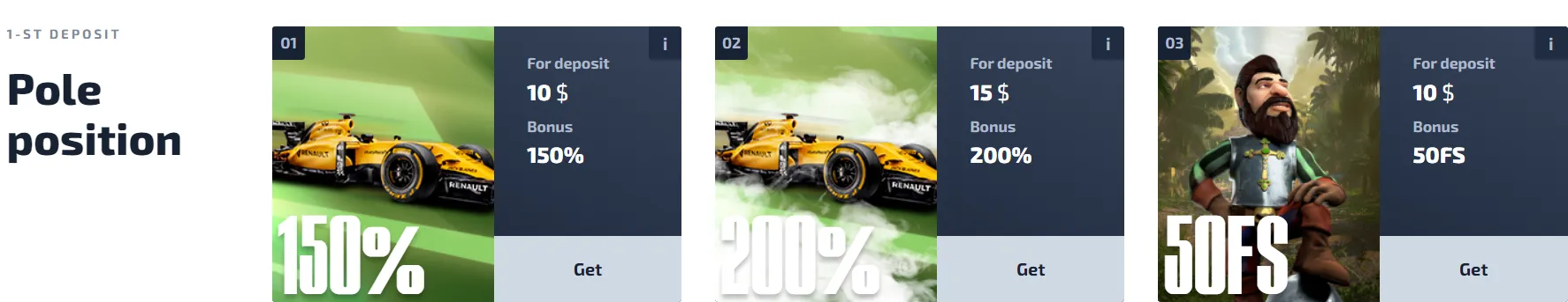 F1 Casino 1st Bonus 332x221