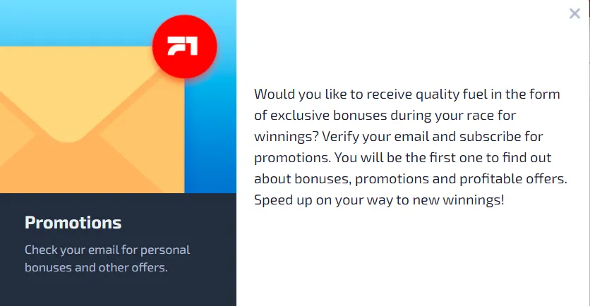 F1 Casino Bonus 332x221