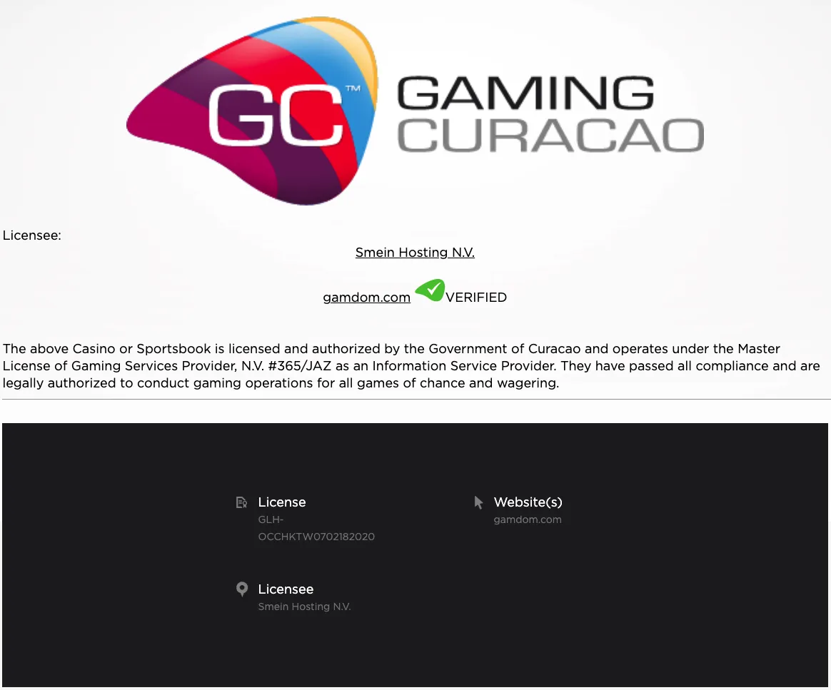 Gamdom Casino License 332x221