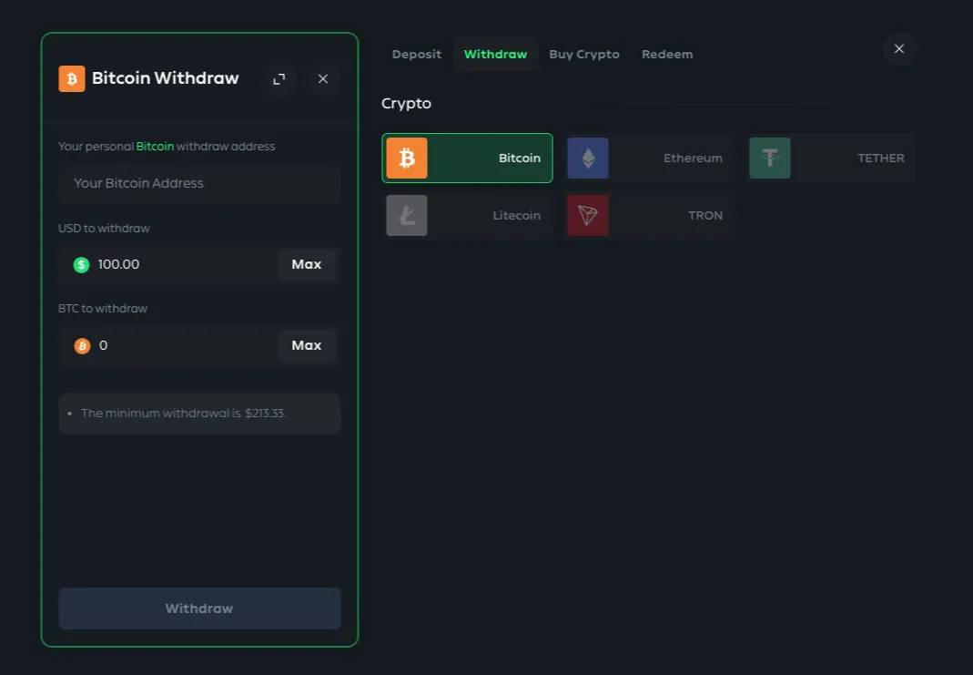 Gamdom Casino Withdrawals 332x221
