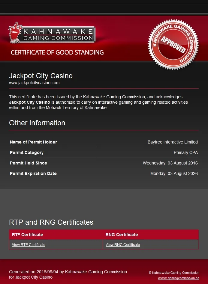 JackpotCity License 332x221