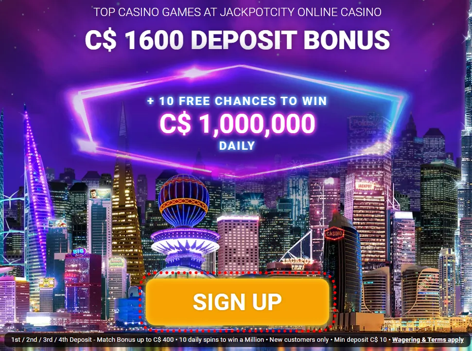 JackpotCity Welcome Bonus 332x221