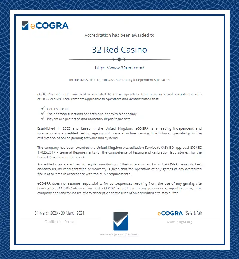 32 Red Casino Auditors Casino 332x221