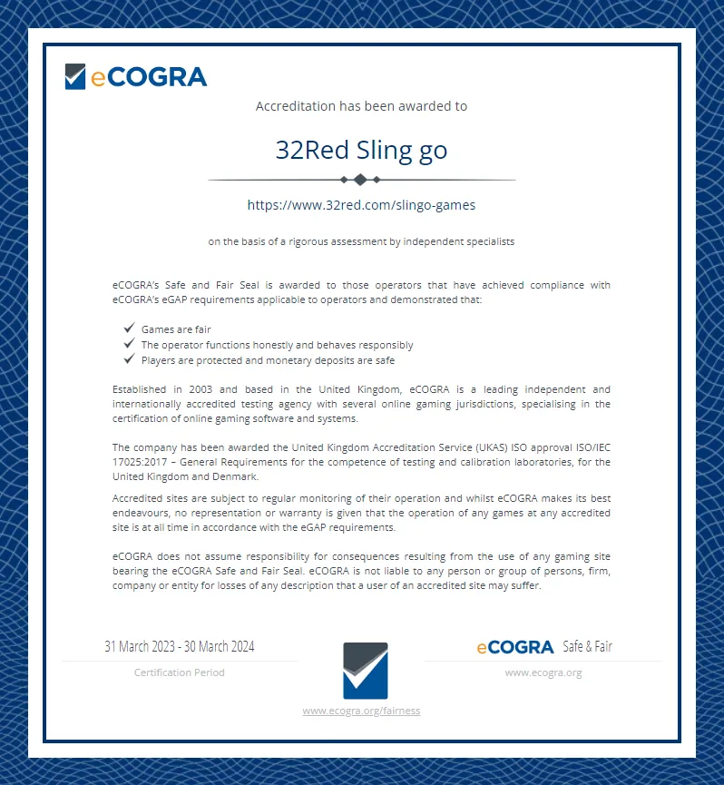 32 Red Casino Auditors Sling Go 332x221