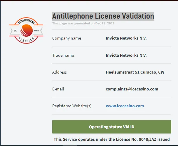 IceCasino Licence 332x221