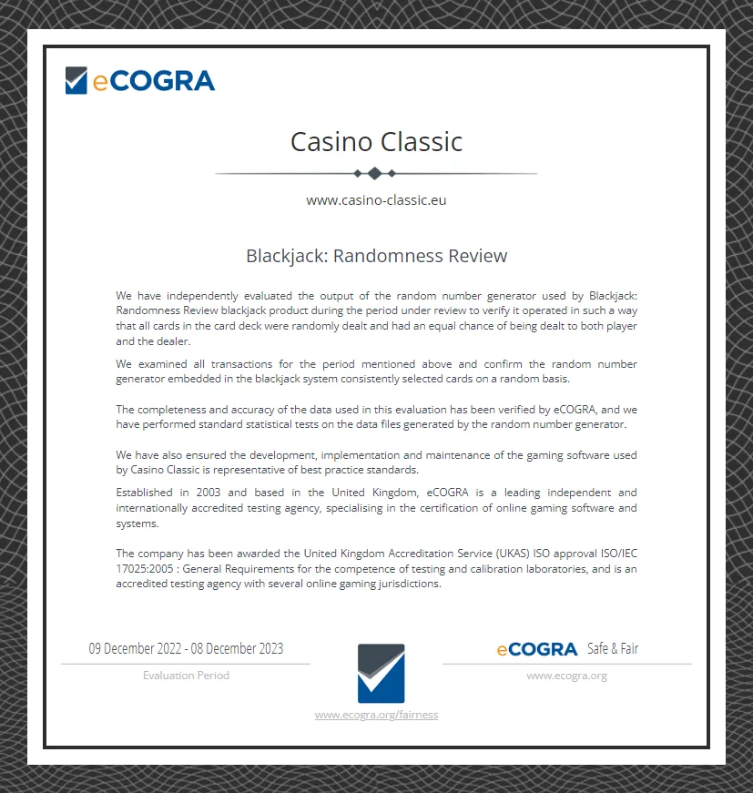 Casino Classic Auditor Certificate 5 332x221