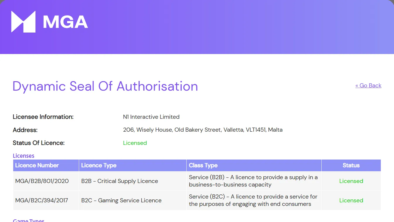 G Slot License Certificate 332x221