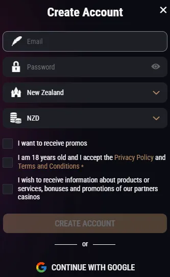 King Billy Casino Registration 332x221