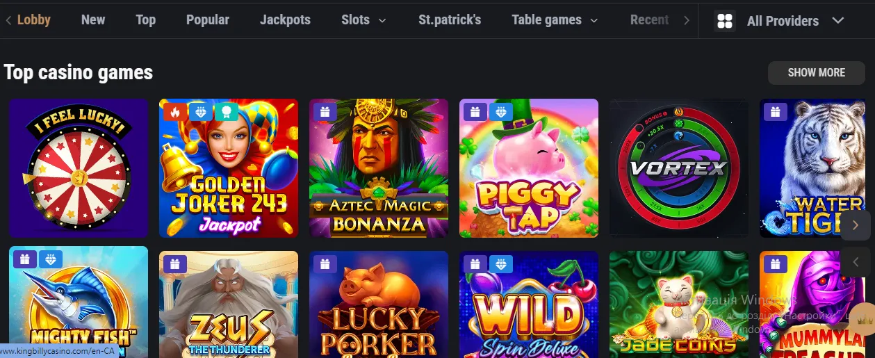 Kingbilly Casino Games Library 332x221