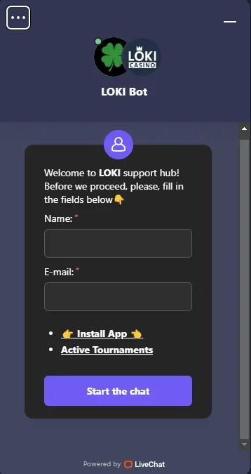 Loki Casino Support 332x221