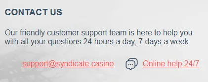 Syndicate Casino Contact Us 332x167