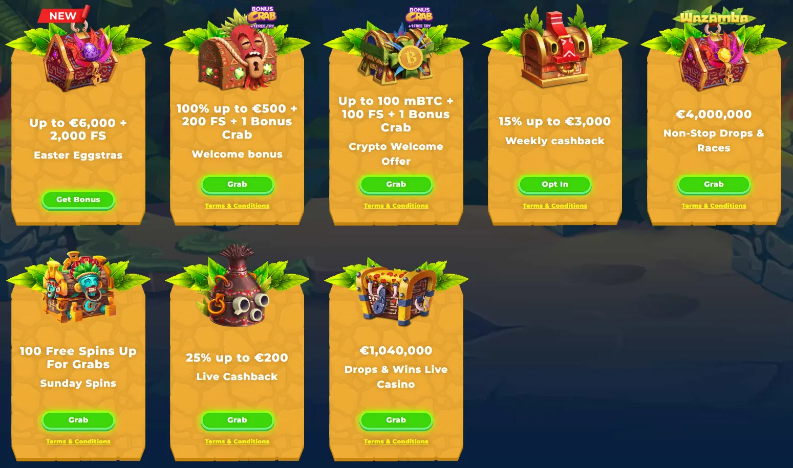 Wazamba Bonuses 332x221