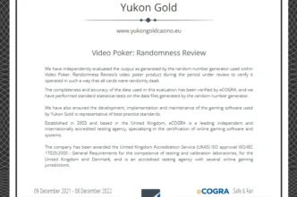 Yukon Gold Casino Auditor Certificate 5 332x221