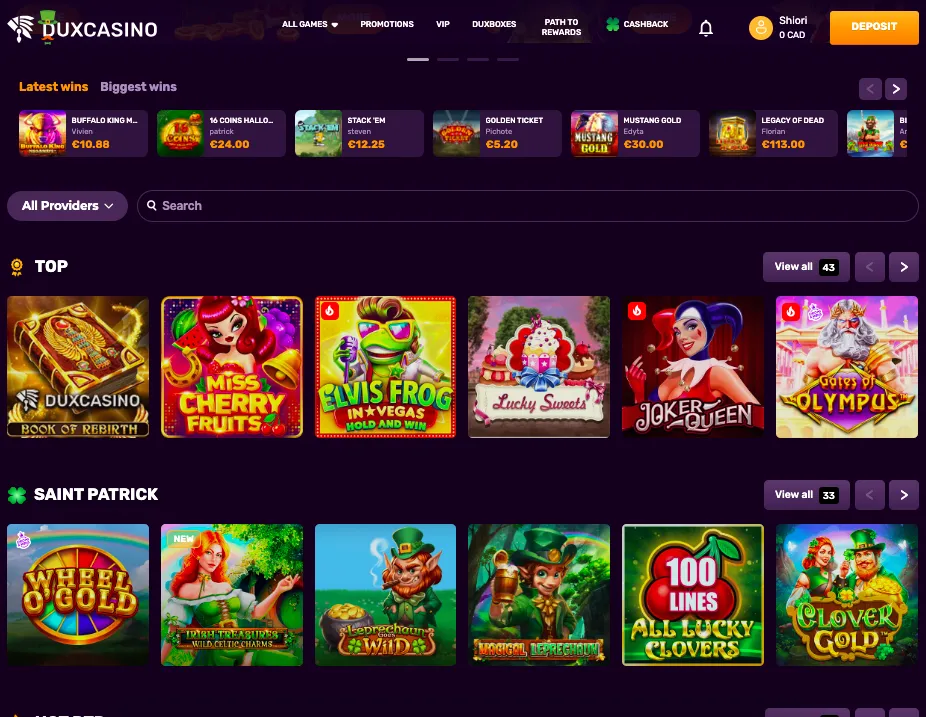 DuxCasino Games 332x221