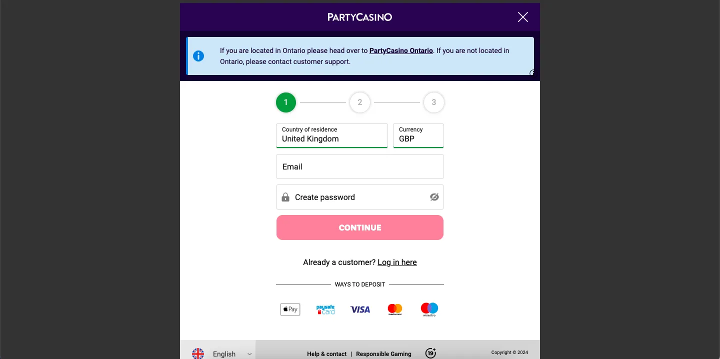 PartyCasino Login 332x221