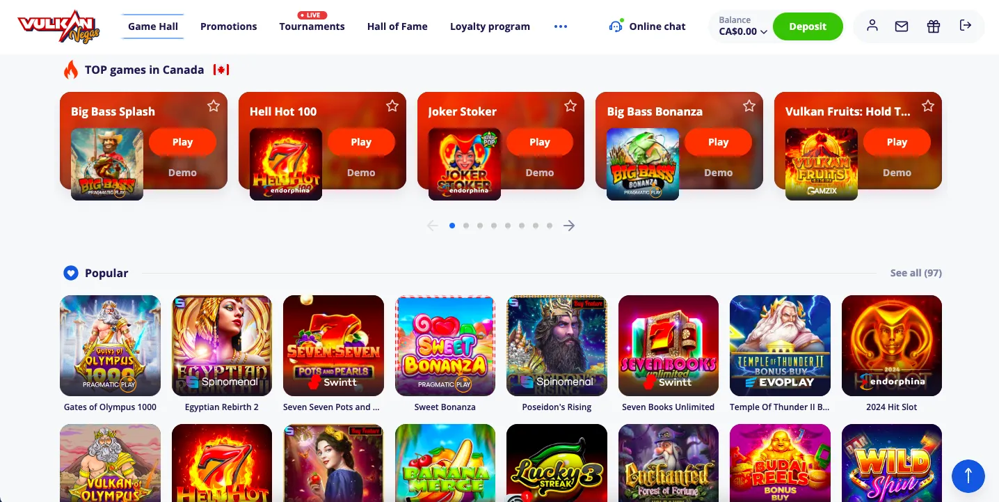 Vulkan Vegas Game 332x221