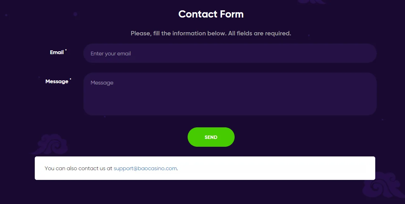 Baocasino Contact Form 332x221
