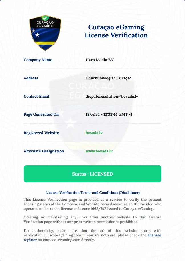 Bovada Casino License 332x221