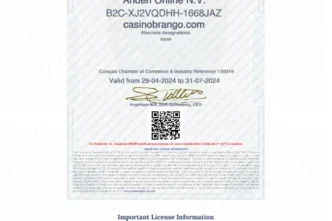 Brango Casino License Certificate 2 332x221