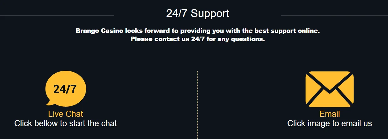 Brango Casino Support 332x221