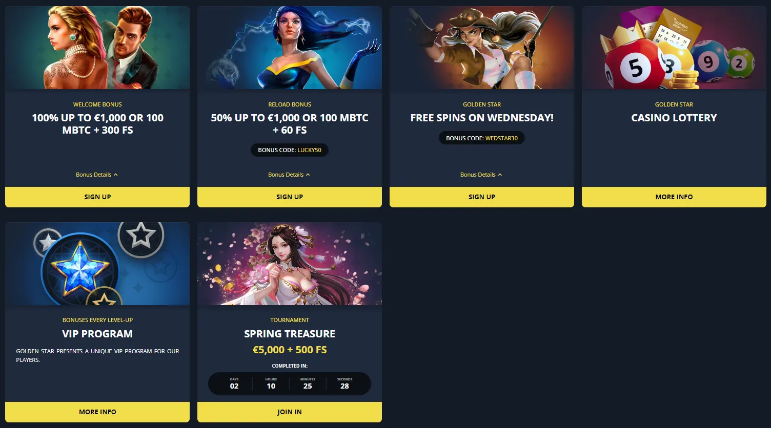 Golden Star Casino Bonuses 332x221