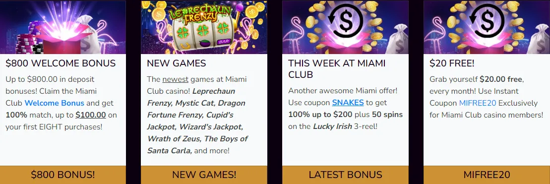 Miami Club Casino Bonuses 332x221