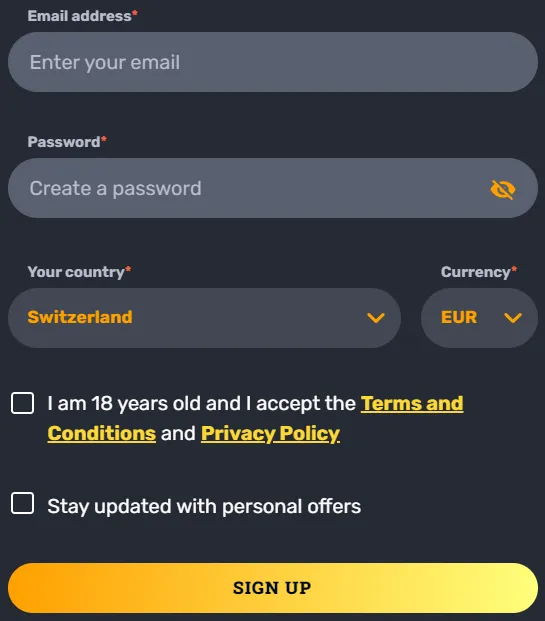 Rocketplay Casino Registration 332x221