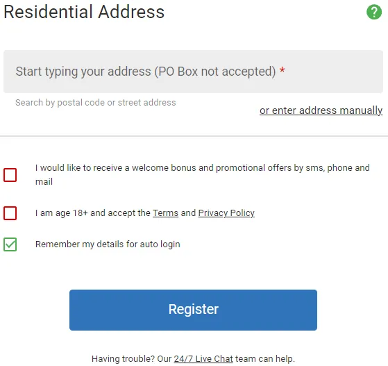 Ruby Fortune Registration 3 332x221