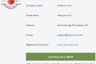 Skycrown Casino License Certificate 332x221