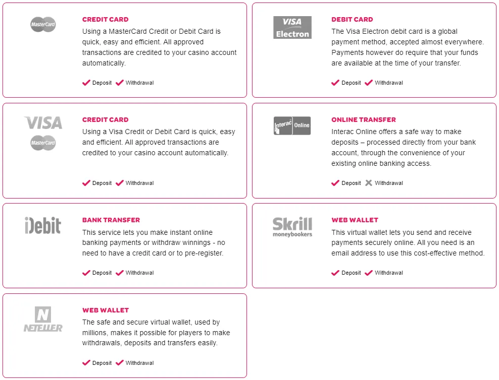 Spin Palace Payments 332x221