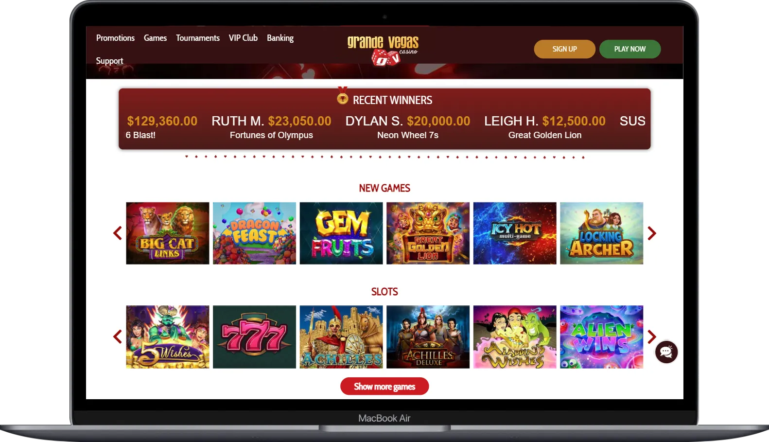 Grande Vegas Casino Laptop 768x441