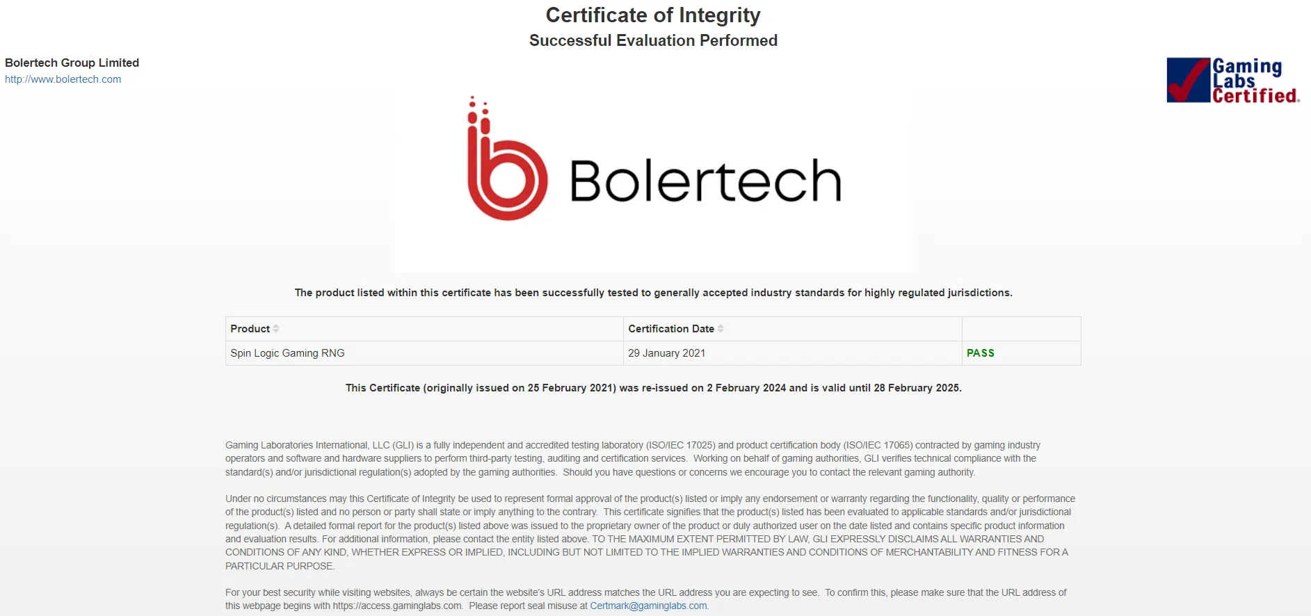 Extreme Casino Certificate Of Integrity 332x221