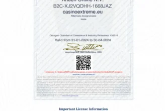 Extreme Casino License Certificate 2 332x221