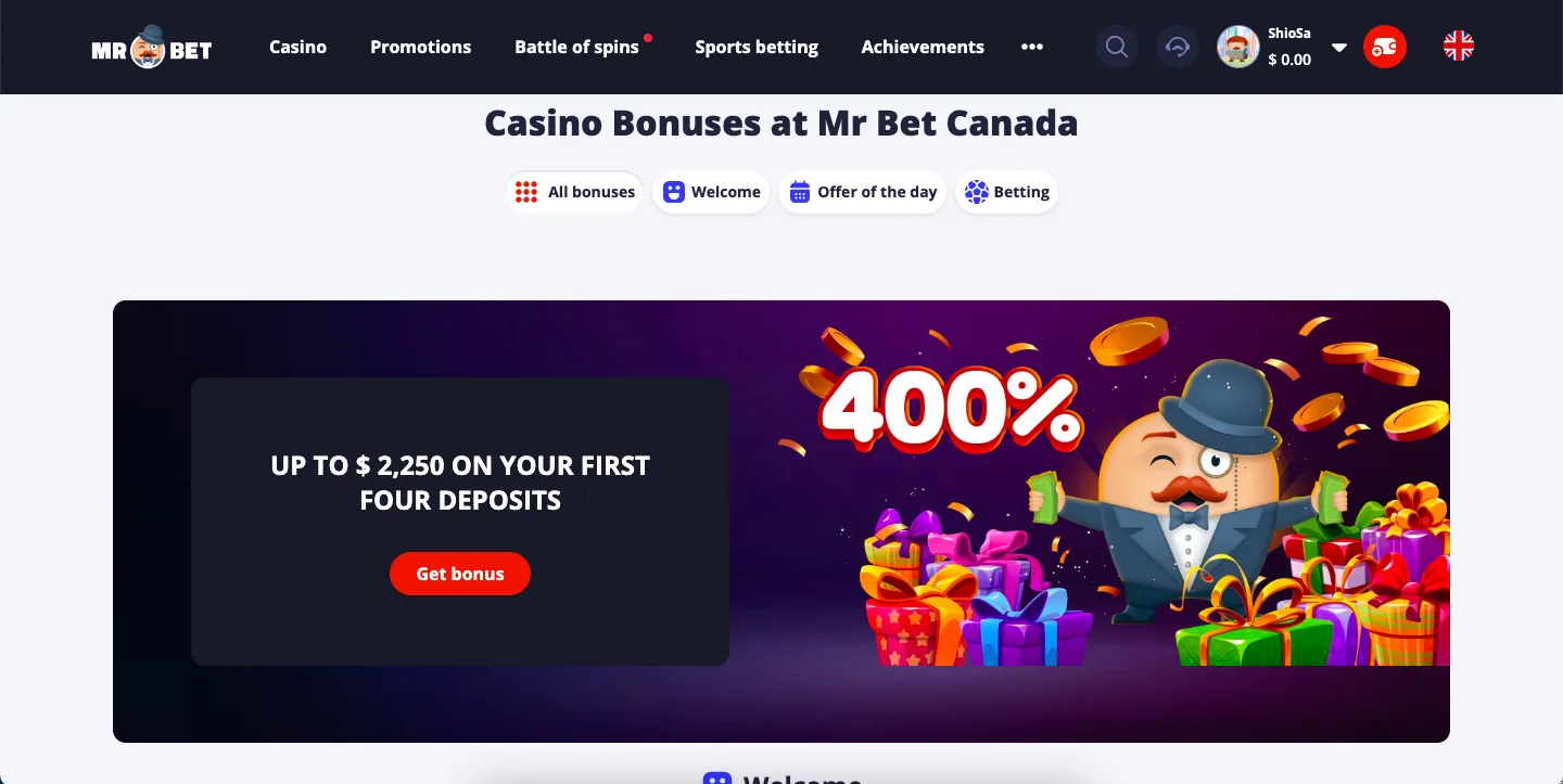 Mr Bet Bonuses 332x221