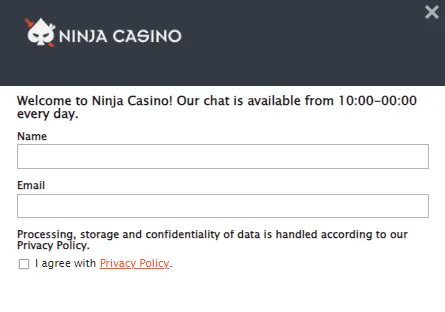Ninja Casino Support 332x221