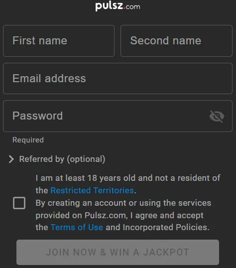 Pulsz Casino Registration 2 332x221