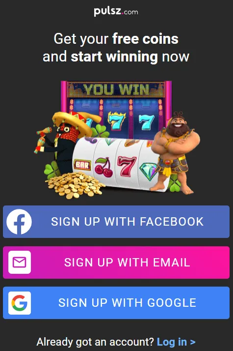 Pulsz Casino Registration 332x221